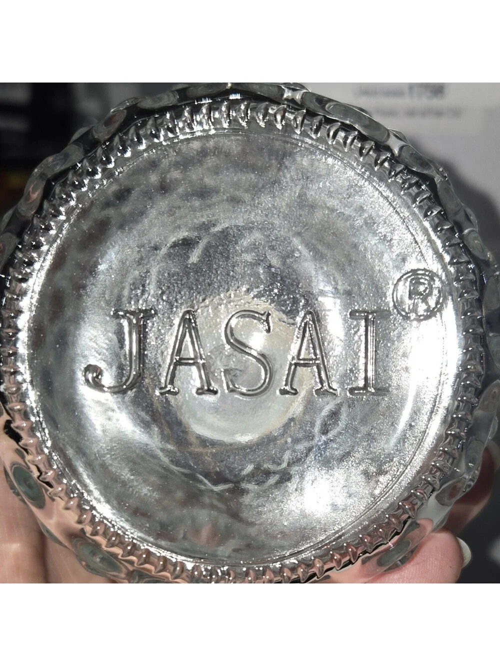 JASAI 18Oz Gem Patterned Clear Glass Soap Dispenser Rust Proof Pump & Wooden Tag